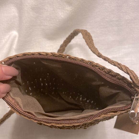 BOHO Crossbody Handbag Brown Bohemian Purse Woven Straw Sunshine Vibez - Picture 4 of 5